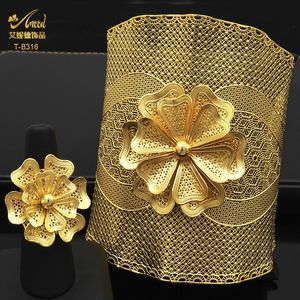 Bangle Aniid Cuff Armband Female Wedding Dubai 24k Golden Jewelry Bridal Designer Flower Armband för kvinnor Luxury Hawaiian smycken