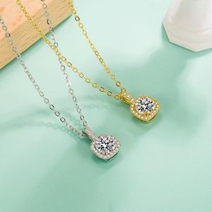 Colares de pingentes de colar de zircão quadrado flash para mulheres cor de ouro branco grossa de jóias de moda de camisola de banhado