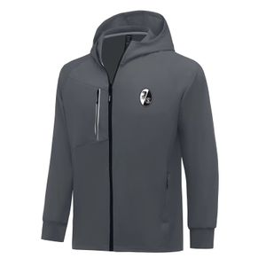 SC Freiburg Mens Jackets Autumn ciepły płaszcz Wyprzebienie na zewnątrz jogging bluza z kapturem pełna zamek błyskawiczny Long Rękaw Casual Sport Kurtka sportowa