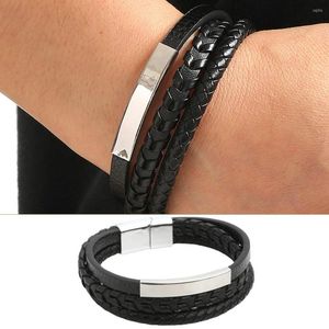 Bracelets de charme homens de couro vintage Men trançado corda tecido multicamada Punk Bangle