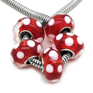 Pärlor 40st 8x14mm röda lampor glaspärlor europeiska charms passar armband och halsband DIY