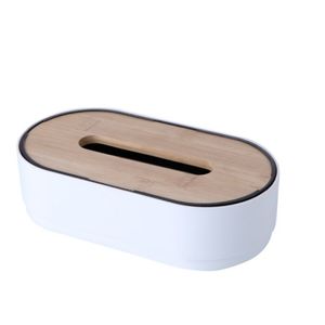 Tissue Box with Bamboo Cover Napkin Holder Home Storage Boxes Dispenser Case Office Organizer for Toilet Bathroom Bedroom
