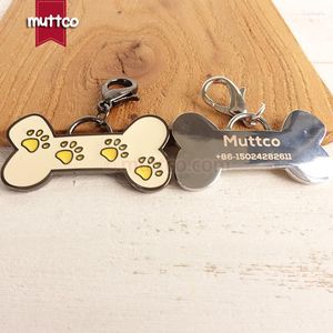 Dog Apparel Laser Lettering Record Pet Information Bone Print Shape High Quality Zinc Alloy Id Tag 2 Colours