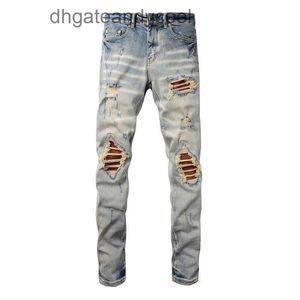 Denim Amiryes Jeans Designer Pants Man Fashion brand FOG high street hole patch made old wash water slimming versatile INS denim pants men's leggings CBU1