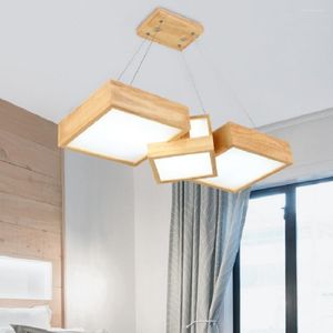 Lampy wiszące Lampa LED Kreatywna nordycka prostota drewno wiszący solidny stół jadalny salon loft światło