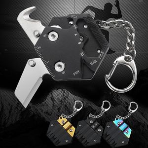 Pocket Knife Keychain Skruvmejsel Multifunktionellt hexagonmynt utomhus EDC Survival Tool Fold Fold Mini Keyring Gear Tools Tools