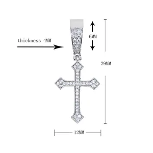 Fashion Trendy Hip Hop Cross Pendant Necklace with Rope Chain Necklace Iced Out Bling Cz Paved Rock Cool Men Women charm Jewelry