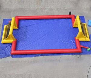 Nice red yellow Inflat bouncers inflated bed soft windproof floating on water big movable soccer field sports plain inflatable football pitchdouble colors ba41 F23