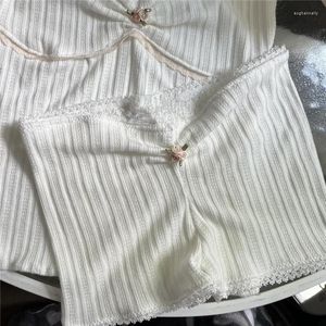 Damskie dresy 2 -częściowe Słodka słodka elegancka kobiety koronkowe wykończenie spaghetti pasek camis crop tops szorty 90. vintage bajki y2K stroje Y2K