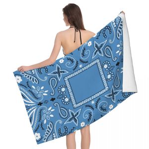 Blue Paisley Bandana Wzór super miękki mikrofibry ręcznik plażowy Szybki suchy boho bohemian kwiatowy tekstura prysznicowe ręczniki sauna