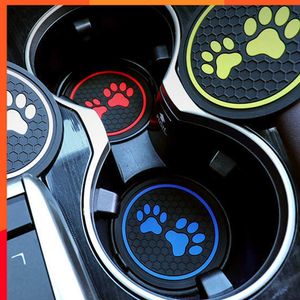 New Latest 2pcs Non-slip Car Water Cup Pad Cat Paw Footprint Rubber Mat for Bottle Holder Coaster Auto Interior Anti-skid Cup Holders