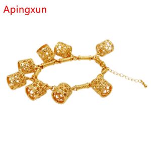 Armreif Apingxun Top Qualität Gold Farbe/Kupfer Zylinder Kette Armband Französisch Afrikanische Anhänger Armband Frauen Mädchen Party Charme Schmuck