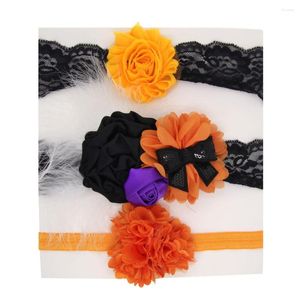 Hårtillbehör 3 Set Baby Girls Lace Hairbands Spädbarn Kids Halloween Dress Up Band Flower Bow pannband för barn