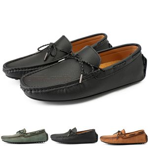 Mode Herren Freizeitschuhe Drive Bequeme Atmungsaktive Tägliche Männer Leder Scrub Hundred Freizeit Schwarz Slip On Man Faule Überschuhe Turnschuhe Jogging Walking Schuh A174