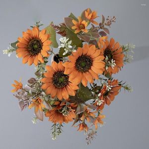 Kwiaty dekoracyjne fałszywy kwiat bez podlewania stolik centralny ślub Piękna sztuczna słonecznika bukiet balkonowy