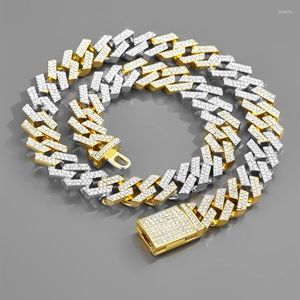 Ketten 15mm Iced Out Miami Cuban Link Chain Design Luxus Box Verschluss Voller Strass Cz Stones Choker Halskette Schmuck für Männer Frauen