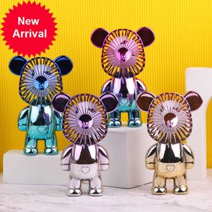  New New USB Mini Cute Cartoon Bear Fan Wind Power Handheld Portable Fan Convenient Home Office Outdoors Small Fans Gifts