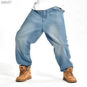 Jeans da uomo all'ingrosso Jeans larghi da uomo Jeans hip-hop da uomo di grandi dimensioni Jeans lunghi larghi da skateboard Jeans aderenti da uomo Pantaloni Harem da uomo 42 44 46 L230520