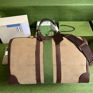 10A Mirror Quality Designers Large Duffle Bag 52cm Mens Canvas Jumbo Letters Travel Bags Luxury Brown Leather Trim Purse Crossbody Shoulder Strap Bag