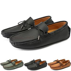 Mode Herren Freizeitschuhe Drive Bequeme Atmungsaktive Tägliche Männer Leder Scrub Hundred Freizeit Schwarz Slip On Man Faule Überschuhe Turnschuhe Jogging Walking Schuh A057