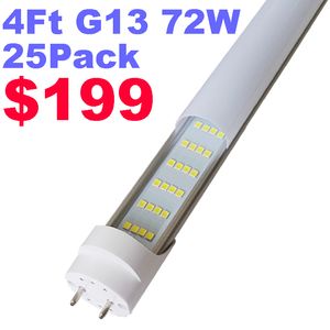 T8 T12 Lâmpadas LED de 4 pés, Substituição de tubo de tubo de 42W de 4 pés de 4 pés, 4 linhas 384LEDS, desvio de lastro, lojas de armazém de garagem macio de garagem macia de extremidade dupla, lutas leves