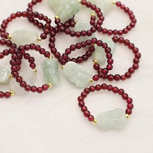 CHARM BRACELET'ler Doğal Garnet Yüzüğü Elle Yeşim Mit Mitli Vahşi Hayvan Şanslı Yasası Rolü Tadı ve Transshi