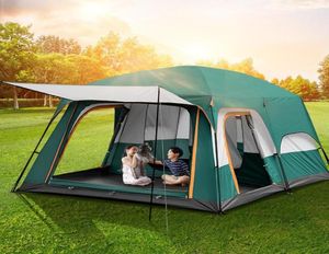 Tält och skyddsrum Ultralarge Camping utflykt tält dubbellager utomhus 2Livande rum 1 hallfamilj i toppkvalitet stora rymd3074408