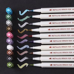 Markers 10 PCS Colored Marker Pens Brush tip Waterproof Oily Ink Stationery Painting Sketching Art Drawing Manga Supplies 230523