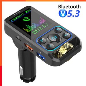 Novo carro transmissor de transmissor FM Bluetooth HandsFree Car Kit Aux Receptor de áudio QC3.0 PD 30W Carregamento rápido MP3 player FM Modulator