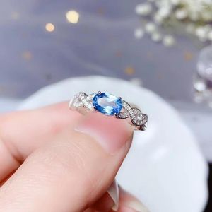 Küme halkaları kadınlar ring moda açık gökyüzü mavi topaz değerli taş 925 gümüş doğal gerçek kız doğum günü tarihi hediyesi