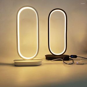 Lâmpadas de mesa Minimalista Led Led Leiting Lâmpada Estudar atmosfera quente Touch escurecimento Oval Creative Bedroom Bedia Small Night Light