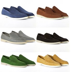 Mäns casual skor LP Loafers Flat Low Top Suede Cow Leather Oxfords Loro Piana Women Moccasins Summer Walk Comfort Loafer Slip On Loafer Rubber Sole Flats med Box