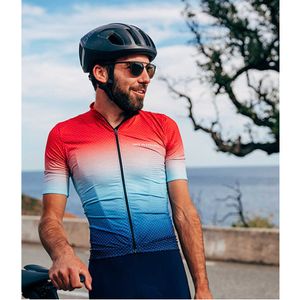 Cafe du Cycliste Summer Go Pro Bike Jerseys Mens Red/White/Blue Short Seve Maillot Ciclismo Shirt Cycling Race Sportwear Tops AA230524