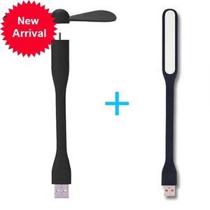 New Creative Mini USB Fan Flexible Bendable Cooling Fan and USB LED Light Lamp For Power Bank Notebook Computer Summer Gadget