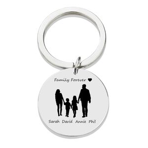 Personlig familjenamn Keychain Custom Mom Dad Dotter Son Skiss Graverad rostfritt stål Key Chain Mor Father Day Gift