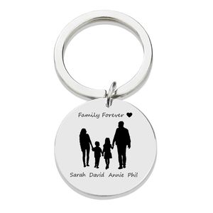 Nome da família personalizado Chavesquecha personalizada mãe pai filha filho esboço gravado aço inoxidável Chain Chain Mother Day Day Presente