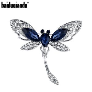 Baiduqiandu Blue Crystal Glass Dragonfly Brooches for Women Large Insect Brooch Pin