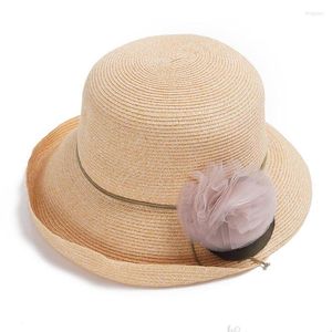 Chapéus largos de abrangência Sun Summer para mulheres dobráveis ​​2023 palha sunbonnet fluppy cloche hat férias na praia de praia capeau paille femme