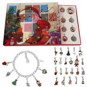 Armband Jul advent kalender jul tema diy charm smycken armband halsband gör kit för flickor julklapp armband