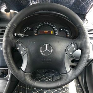 Covers Hand Sewing Non-Slip Black Artificial Leather Customized Car Steering Wheel Braid Cover For Mercedes Benz W203 C-Class 2001-2007 G230524 G230524