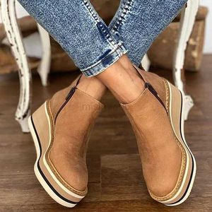 Dress Shoes 2022 Fall Women Ankle Boots Soild Color Side Zipper Ladies Casual Wedges Low Top Round Toe Casial All Match Woman Booties Y23