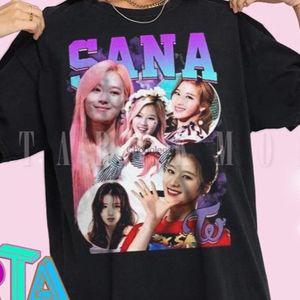 Camisetas masculinas Sana Sana duas vezes KPOP Vintage T-shirts Gift Grupo coreano T-shirt Music Tshirt Unissex Heavy