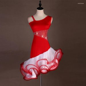 Abbigliamento da palcoscenico Moda Sala da ballo Abito da ballo latino Senza maniche Flamenco Abbigliamento da ballo Costumi da esibizione per donne adulte Gonna Chacha 4 colori