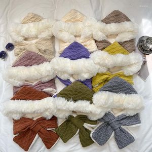 Halsdukar höst och vinter 2023 plysch hatt haklapp stickar ull stekt deg vridning varm öronskydd japansk vindbrytare