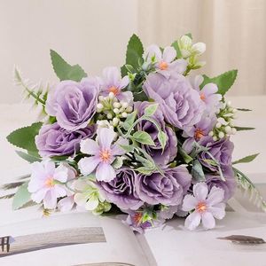 Dekorativa blommor konstgjorda bröllop hem diy kontor bord dekor stor bukett skum tillbehör hantverk falska 1 st