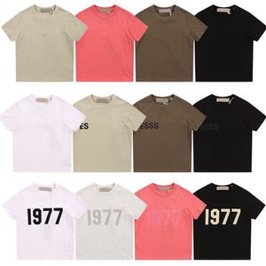 ESSキッズ服子供ゆるんだTシャツエッセンシャルボーイズガールショートスリーブTシャツ夏のカジュアルユース1977トップスレタープリントTシャツ幼児衣類ブラックティー