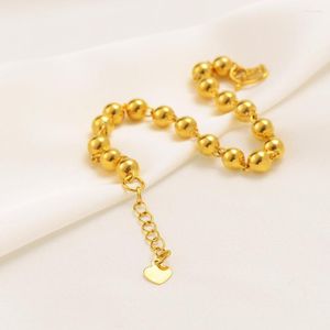 Bangle 18ct Thai Baht G/F Charm Armband pärlat hjärta 24k gul fin fasta guldlängde hängande pendell kärlek kära