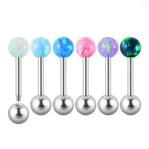 Ohrstecker Paar Stahl Runde Kugel Opal Stein Ohr Tragus Knorpel Hantel Y Mode-Accessoires Piercing Schmuck Drop Deliv Dhgarden Dhafv