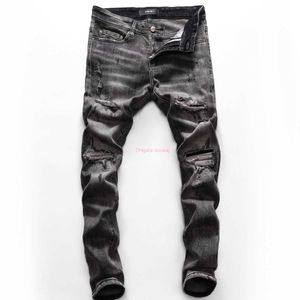 Designerkleidung Amires Jeans Denim Hosen Europäische Marke Amies Mode Jeans Junge Herren Slim Fit Elastische Leggings 2021 Frühling Sommer Neuer Trend Distressed Ripped Sk