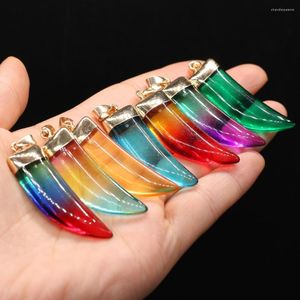 Pendanthalsband Natural Stone Crystal Quartz Knivform Charm Mix Färg för DIY -halsband Öva smycken som gör gåva Storlek 15x45mm